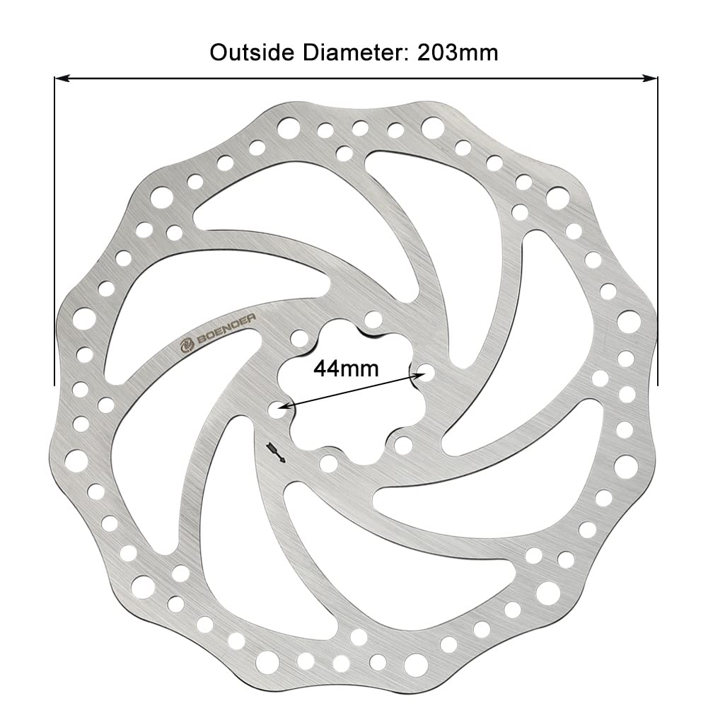 Boenoea 6-Bolt Bike Disc Brake Rotor 140-203mm for MTB & Road Bikes - Smooth Stopping Power