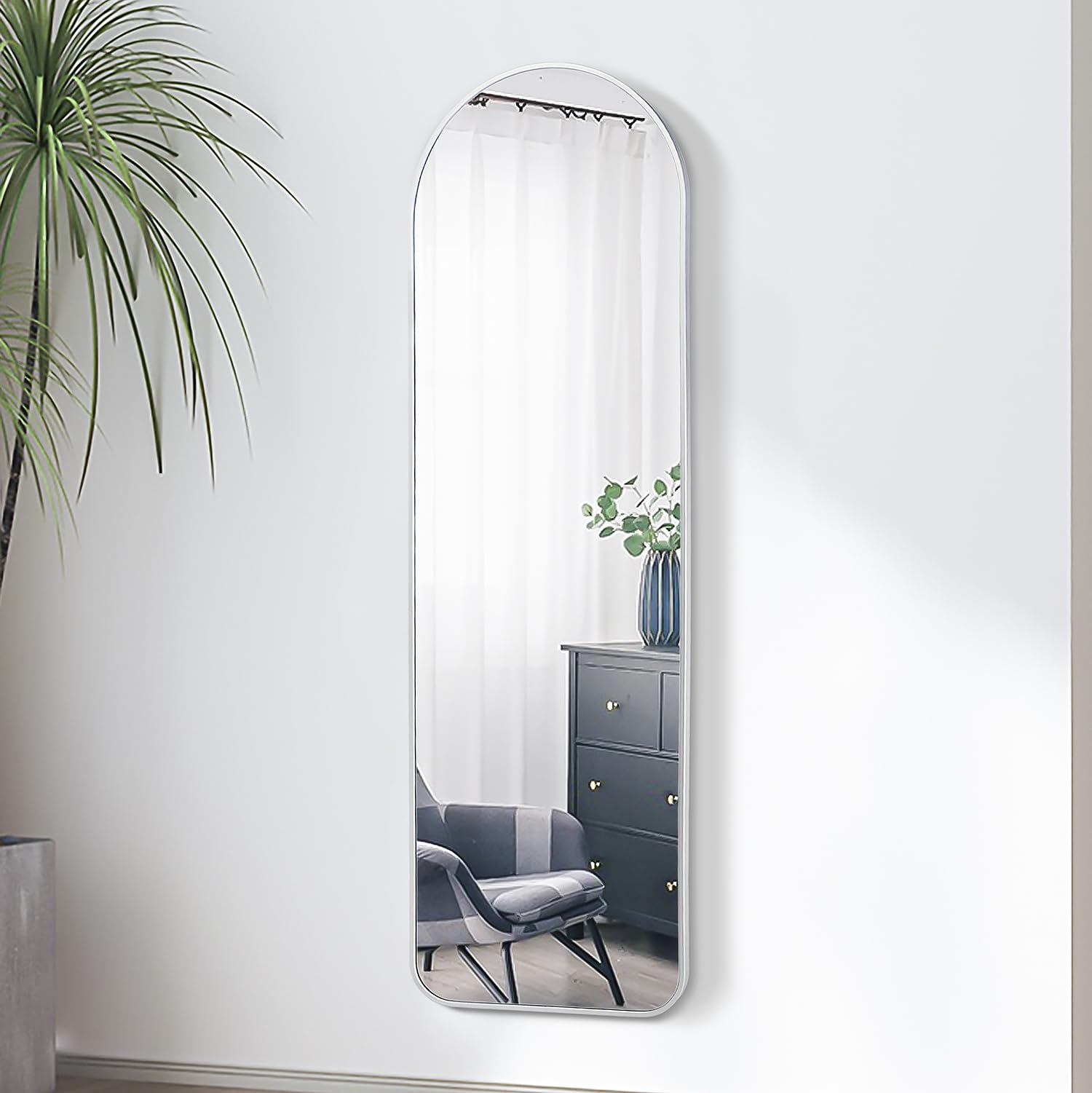 57x20 Inch Full Length Mirror - 5.7ft Tall Door Hanging & Wall Mounted Dressing Mirror with Metal Frame for Bedroom, Bathroom, Living Room - Perfect for Full Body Viewing & Home Decor (Silver)