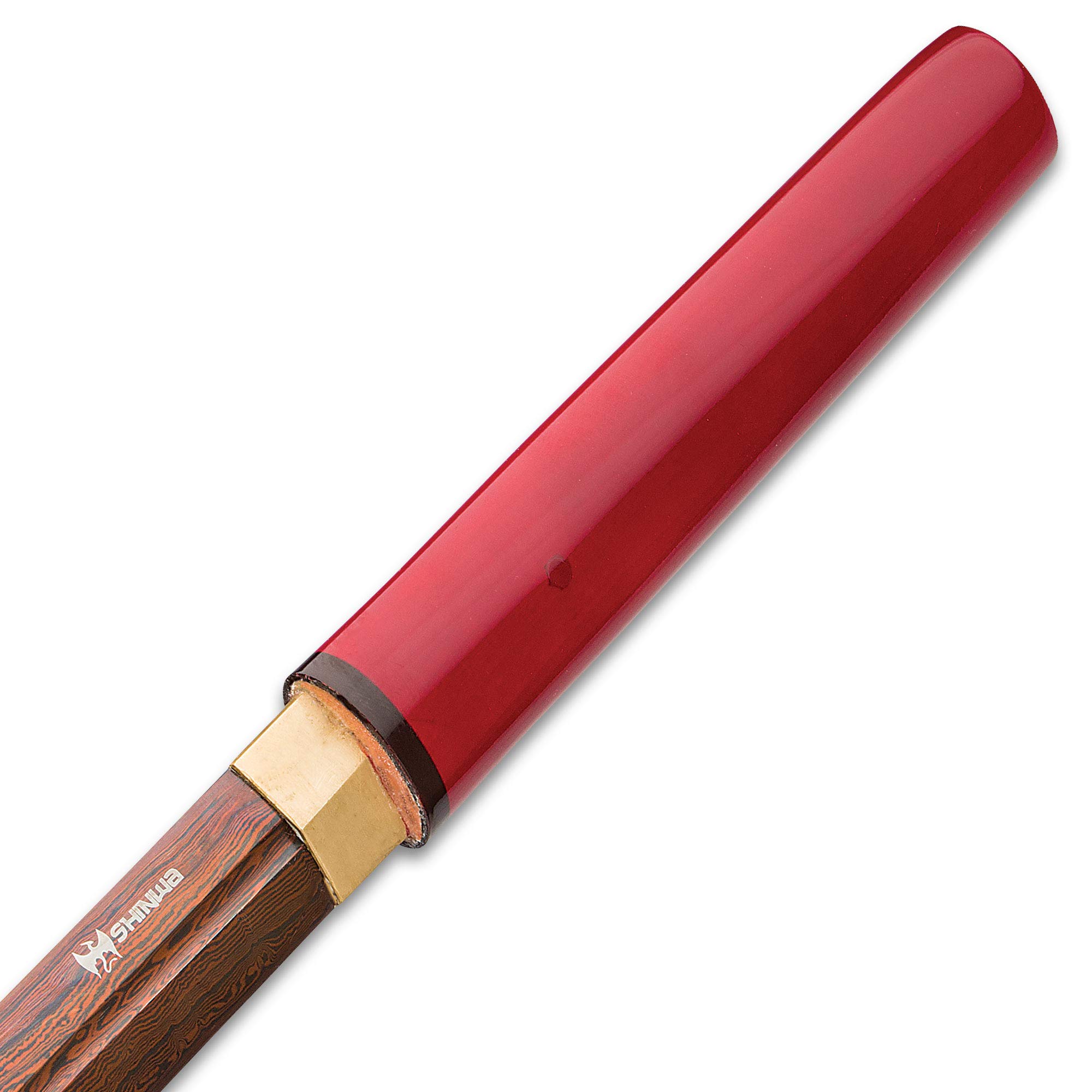 Handmade Shinwa Shirasaya Samurai Sword - Exclusive Hand Forged Damascus Steel Blade with Lacquered Hardwood Scabbard (Scarlet Fang) - Perfect for Martial Arts Training, Cosplay, and Japanese Sword Collectors