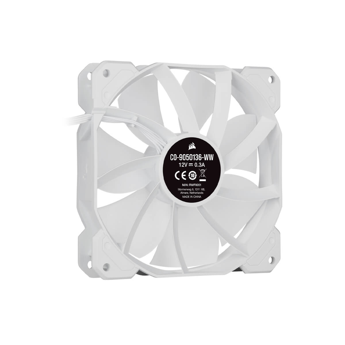 Corsair iCUE SP120 RGB ELITE White 120mm PWM High Performance PC Cooling Fan - Single Pack for Gaming PC, Case Cooling & RGB Lighting Setup