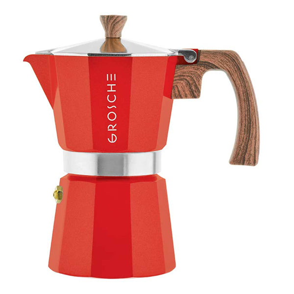 GROSCHE Milano Stovetop Espresso Maker - 3 Cup Italian Coffee Pot for Gas & Electric Stoves - Perfect for Home, Office & Camping Coffee Brewing