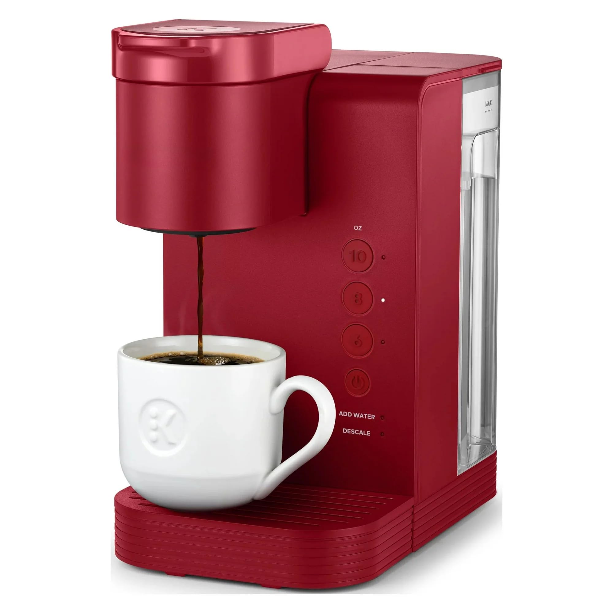 K-Express Essentials Single Serve Coffee Maker - Compact K-Cup Pod Machine with 36oz Water Reservoir, Fast Brewing & Travel Mug Compatible | Perfect for Small Kitchens, Offices, Dorms & Travel (Red)