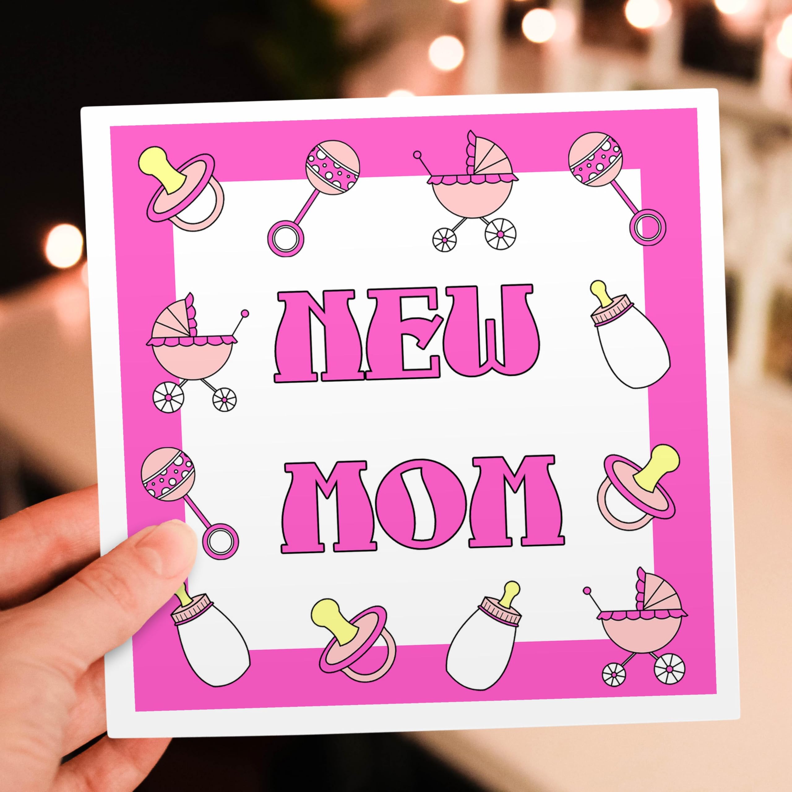 3dRose New Mom Gifts - Pink Baby Girl Greeting Cards Set of 12 (6x6 Inches) for Baby Showers, Birth Announcements & Thank You Cards | Perfect for Newborn Celebrations & First-Time Mothers