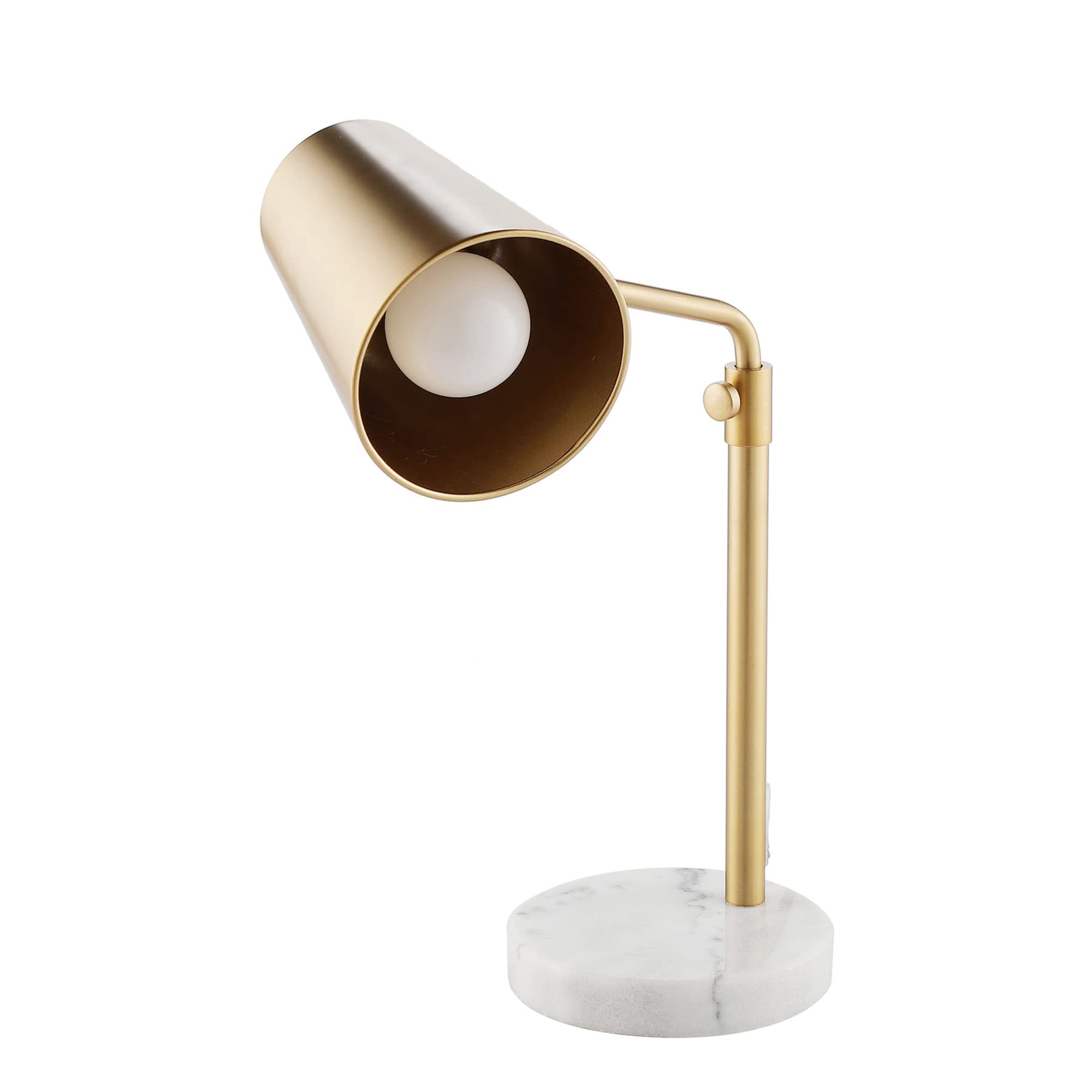 VONLUCE Vintage Gold LED Table Lamp with Marble Base & Brass Shade - 20