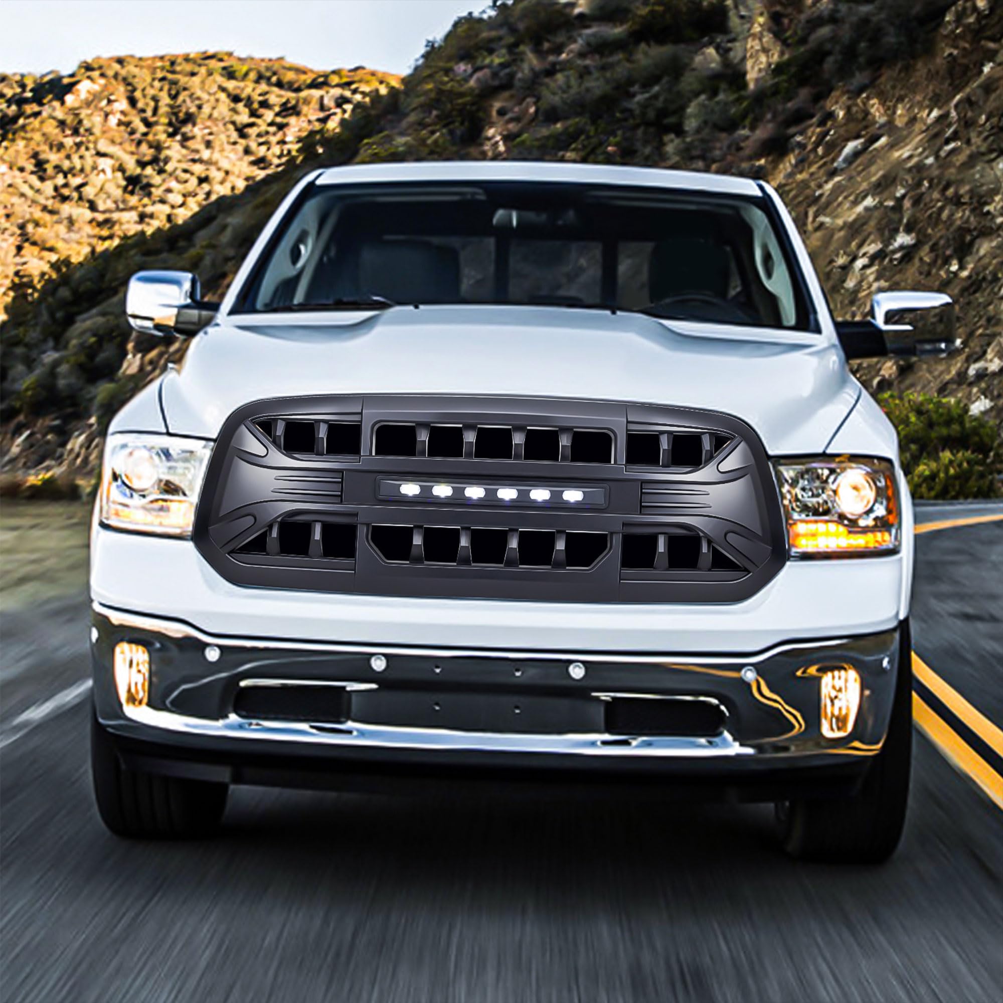 2013-2023 Dodge Ram 1500 & Ram 1500 Classic Off-Road Grille Guard with LED Lights | Heavy Duty Matte Black Front Bumper Protection | Perfect for Off-Roading, Truck Shows & Daily Driving