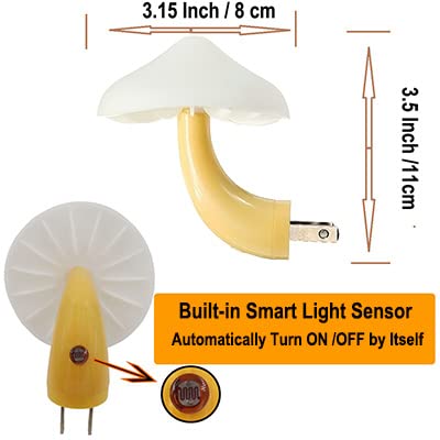 AUSAYE Plug-in LED Night Light with Sensor - Energy Saving Mushroom Night Light for Kids & Adults - Warm White Wall Lamp for Bedroom, Bathroom, Toilet, Stairs, Kitchen & Hallway - Perfect for Nighttime Safety and Convenient Navigation in Dark Areas