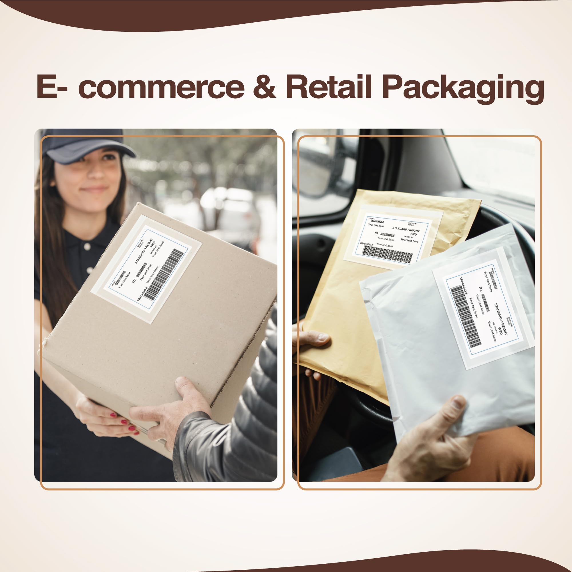 500 Pack 6x10 Shipping Label Sleeves with Strong Adhesive - Waterproof & Durable Document Protectors for Secure Mailing & Packaging | Ideal for E-commerce, Office Mailings & Business Shipping Needs