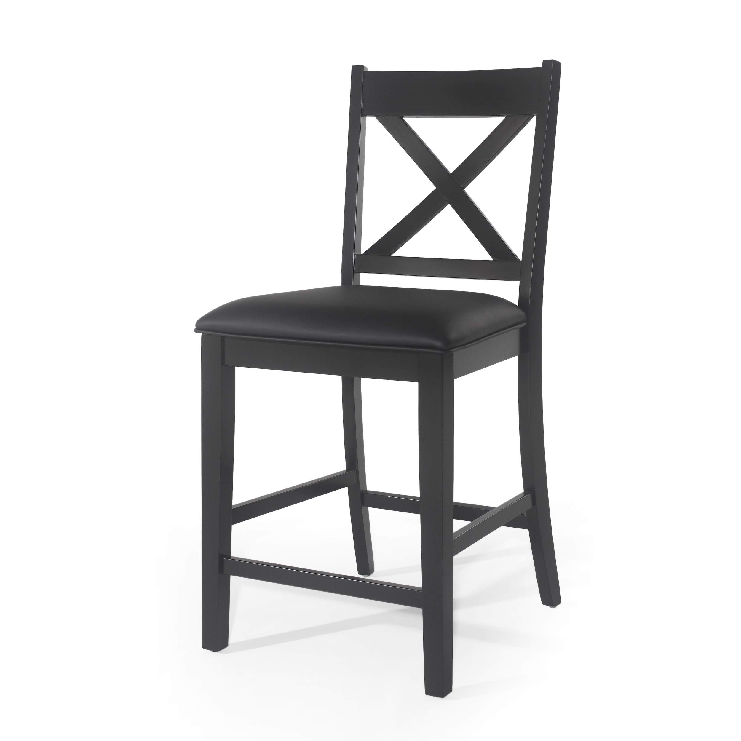Christopher Knight Home Emory Counter Stool Set of 2, Black Bar Stools for Kitchen Island, Breakfast Nook & Home Bar - Modern Counter Height Stools with Metal Frame