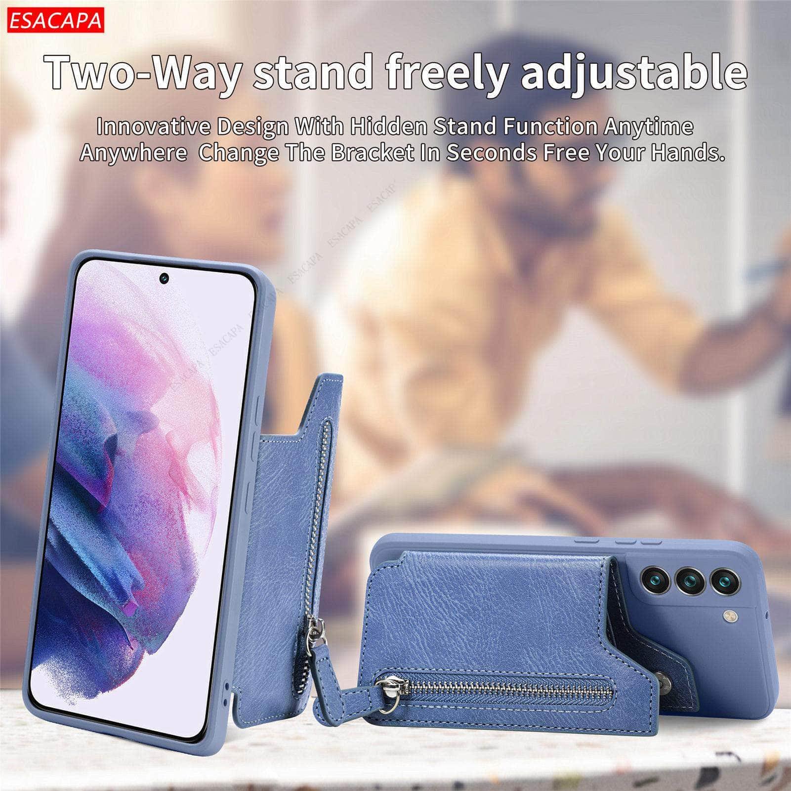 Samsung Galaxy A54 5G Phone Case - Vegan Leather Wallet Cover with Card Slots & Zipper Closure | Perfect for Business Professionals & Travelers