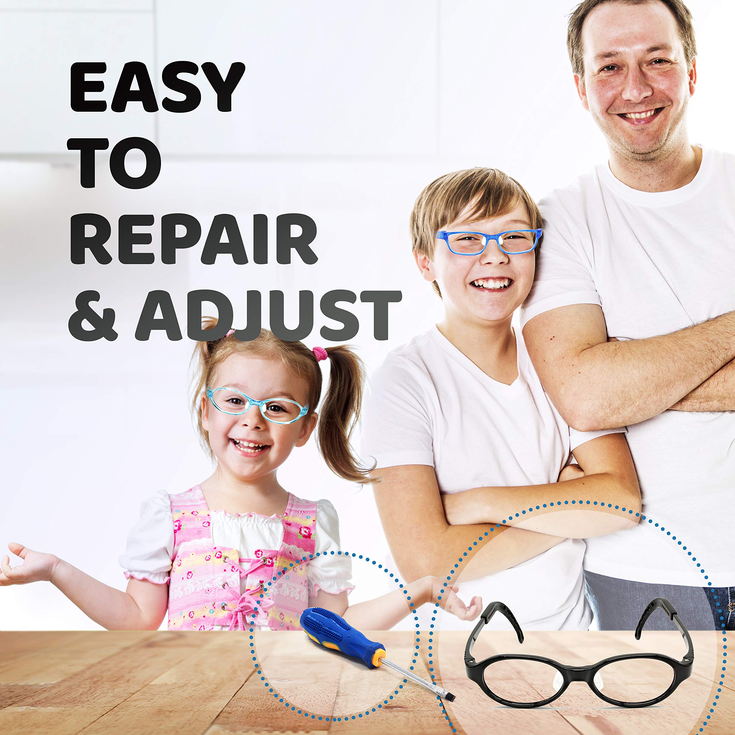 Adjustable Kids Glasses for Boys & Girls - Prescription Eyeglasses for Children with Flexible Temples - Perfect for School, Reading & Outdoor Activities - Model 2001