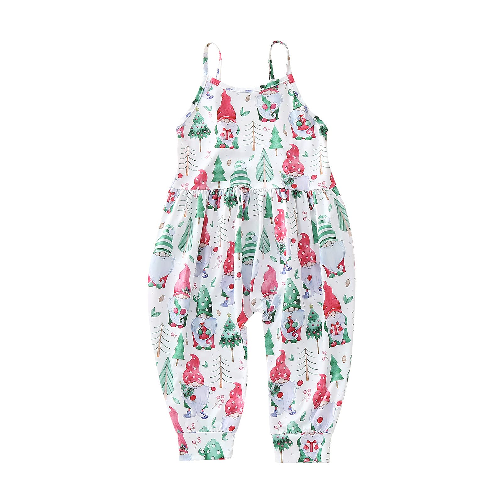 **Toddler Girls Christmas Santa Gnome Romper Jumpsuit - Cute Baby Outfit for Holiday Photos & Family Gatherings**