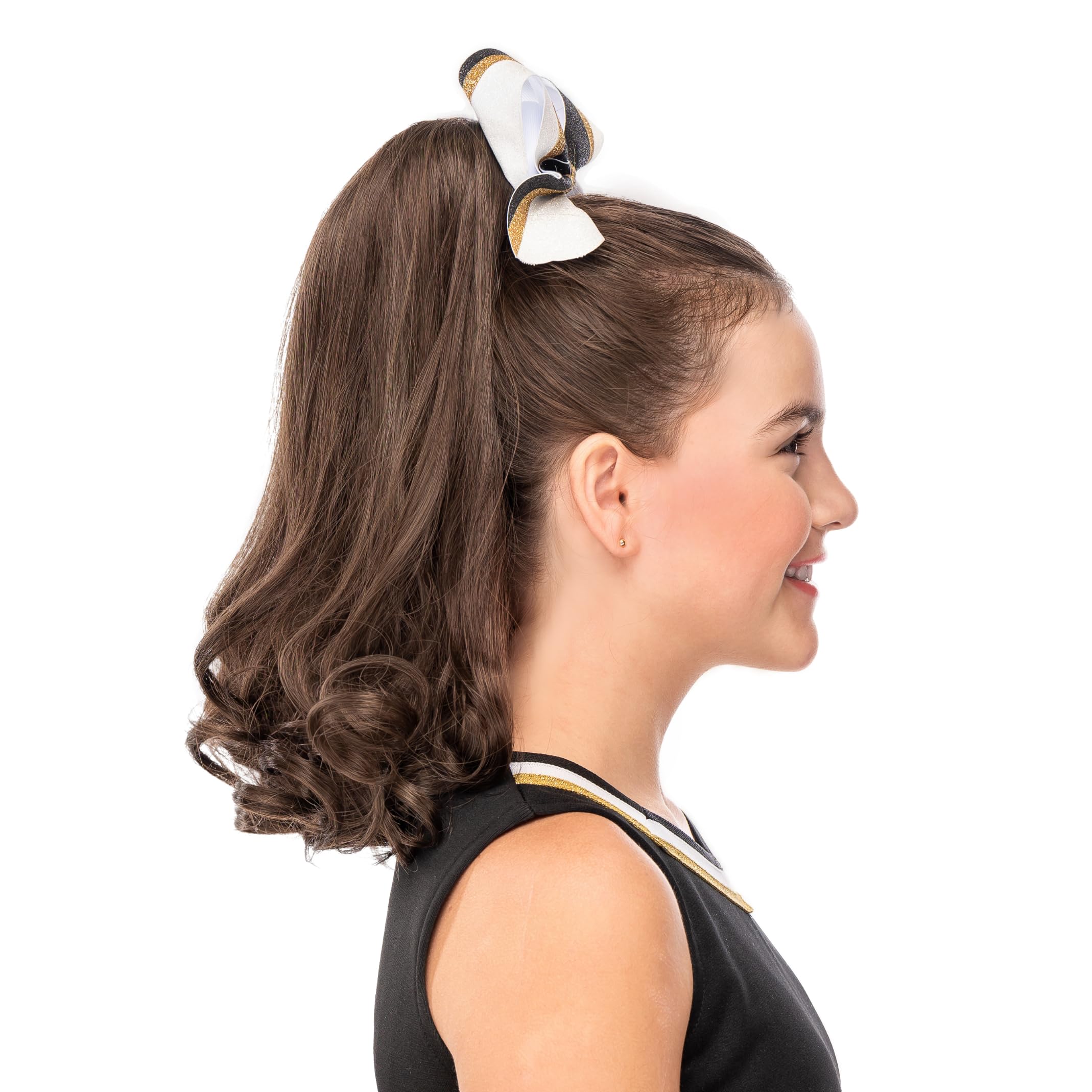 Toffee Brown Curly Cheerleader Hairpiece for Cheerleading & Dance Performance - Perfect for Pom Poms, Pep Rallies & Competition