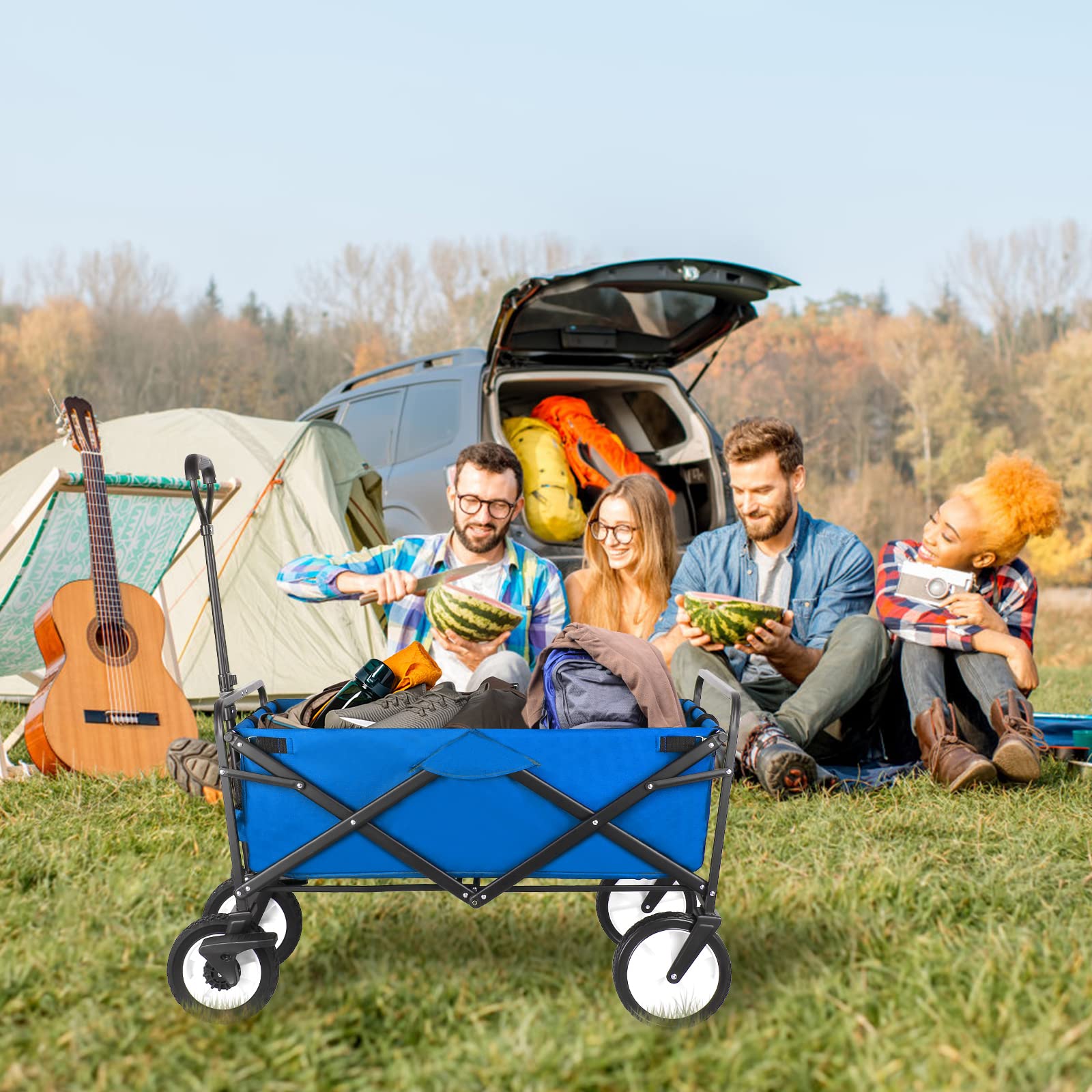 **Arlopu Collapsible Folding Wagon Cart - Heavy-Duty 7.8