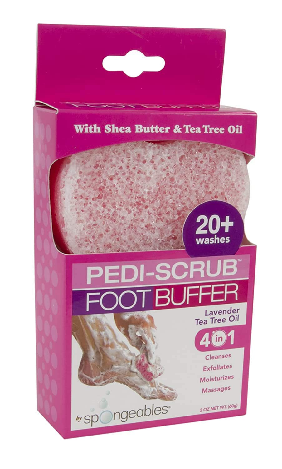 Spongables Lavender Pedi Scrub Foot Exfoliating Wash Sponge - 20+ Uses - 1 Count - Perfect for At-Home Pedicures & Soft Feet Care
