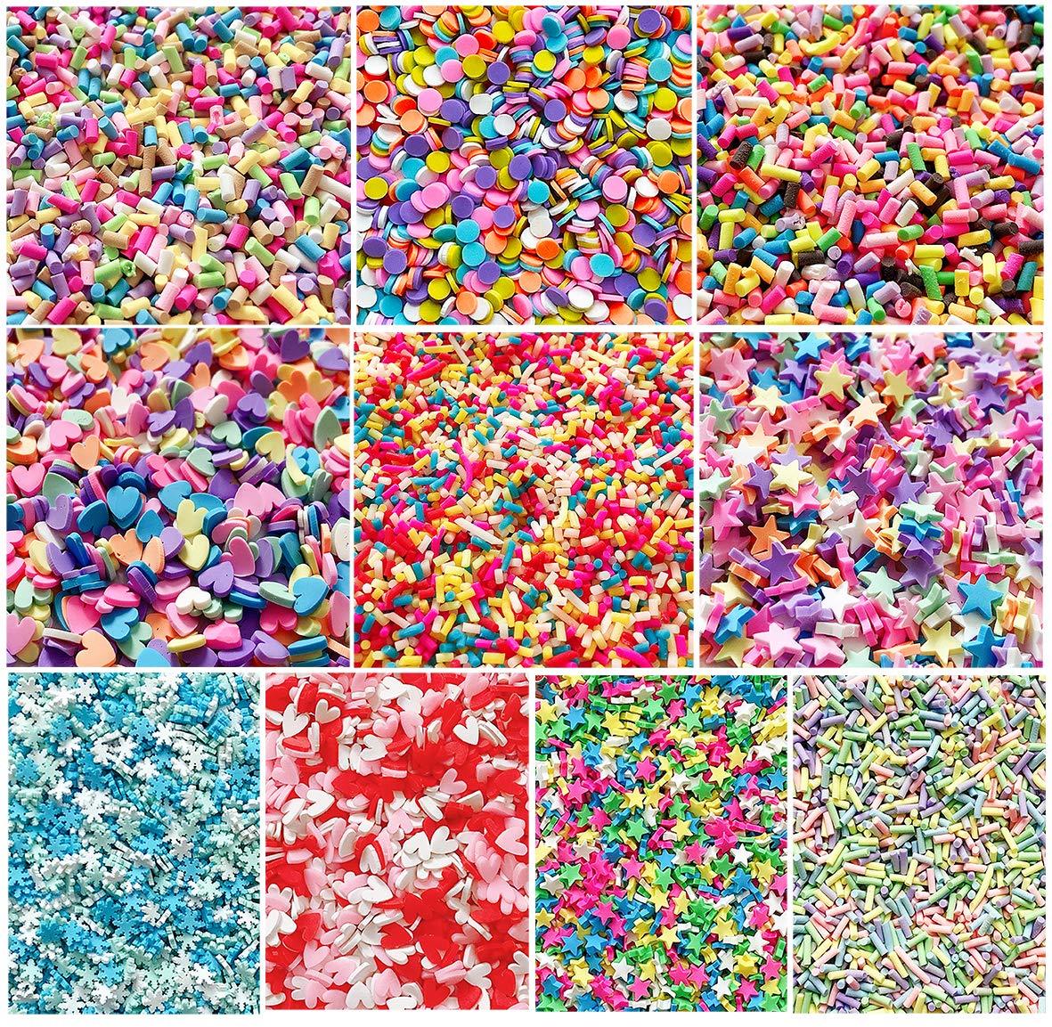 EHOPE 120g Fake Sprinkles Polymer Clay - 10 Color Resin Sprinkles for Nail Art, DIY Crafts, Cake Decorating & Phone Case Design - Non-Edible Faux Candy Sprinkles for Creative Projects