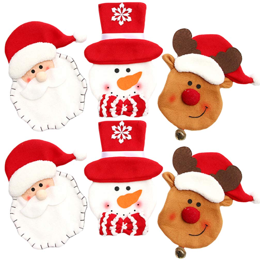6-Piece Christmas Snowman Elk Cutlery Set - Festive Holiday Tableware with Lollipop Pouch & Organizer Bag - Perfect for Christmas Dinner, Party Decor, and Kitchen Storage