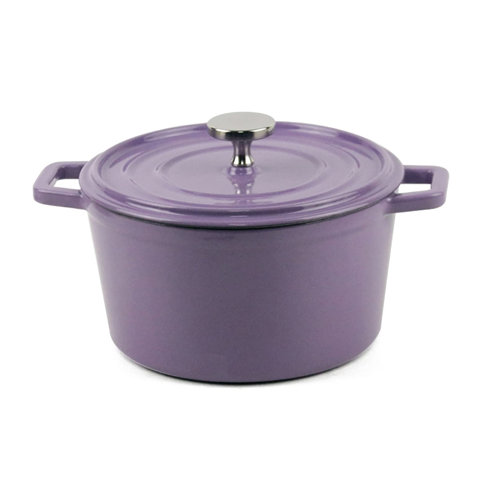 2.3 Quart Enameled Cast Iron Dutch Oven - Non-Stick Round Ceramic Casserole Pan Pot for Baking, Roasting & Serving (Purple, 2.54L) - Perfect for Soups, Stews & Family Dinners