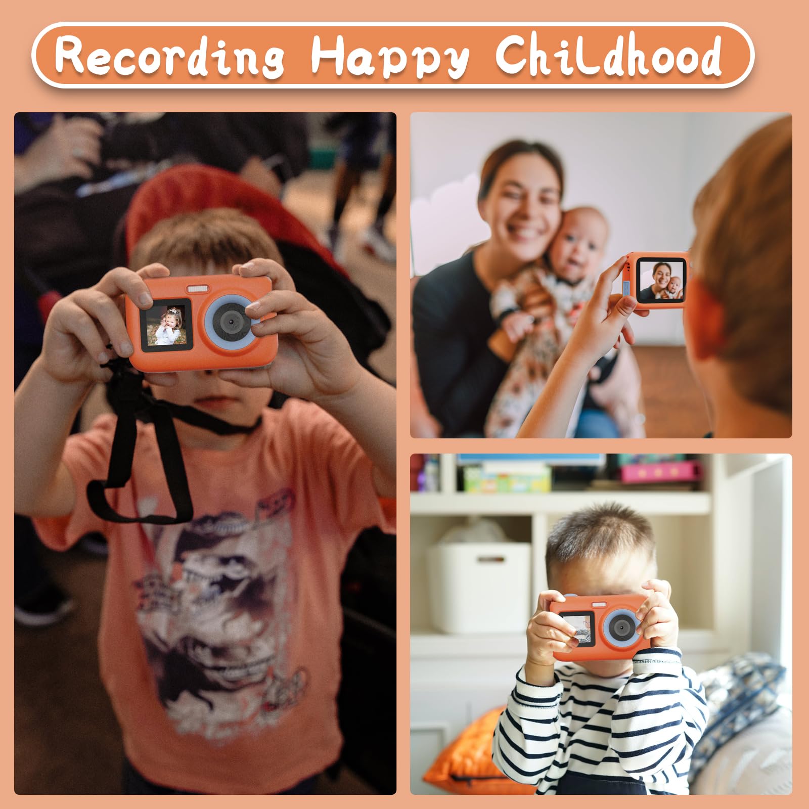 SJCAM Kids Camera Dual Screen - 1080P 44MP HD Digital Video Camera for Children Ages 3-10 | Christmas Birthday Gifts for Boys & Girls | Portable Toy Camera for Toddlers - Perfect for Travel, Outdoor Adventures & Family Moments