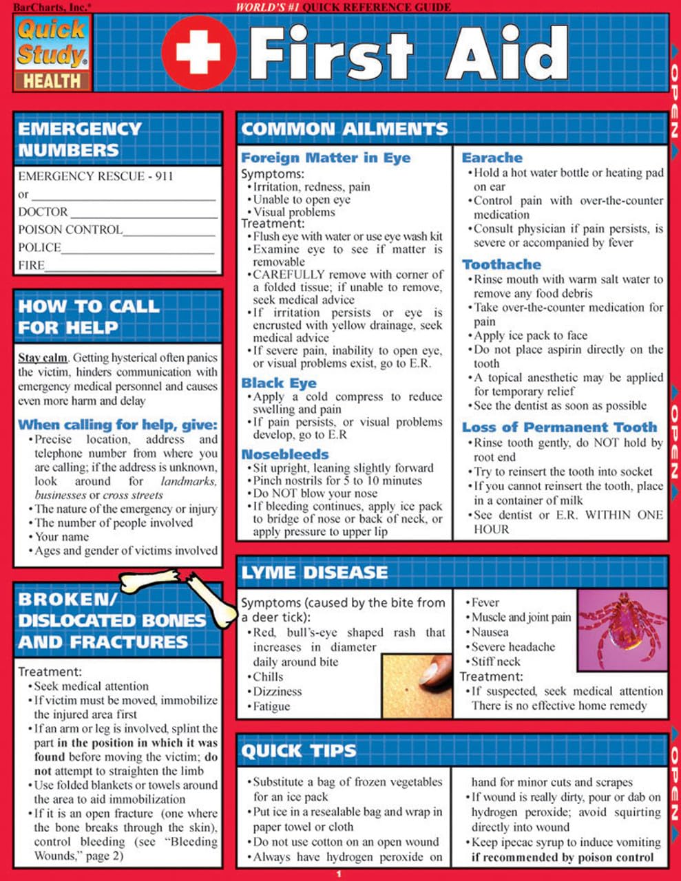 First Aid QuickStudy Laminated Reference Guide - First Aid & CPR Essentials for Emergencies | Waterproof & Durable First Aid Chart | Perfect for Home, School, Workplace & Outdoor Safety Kits