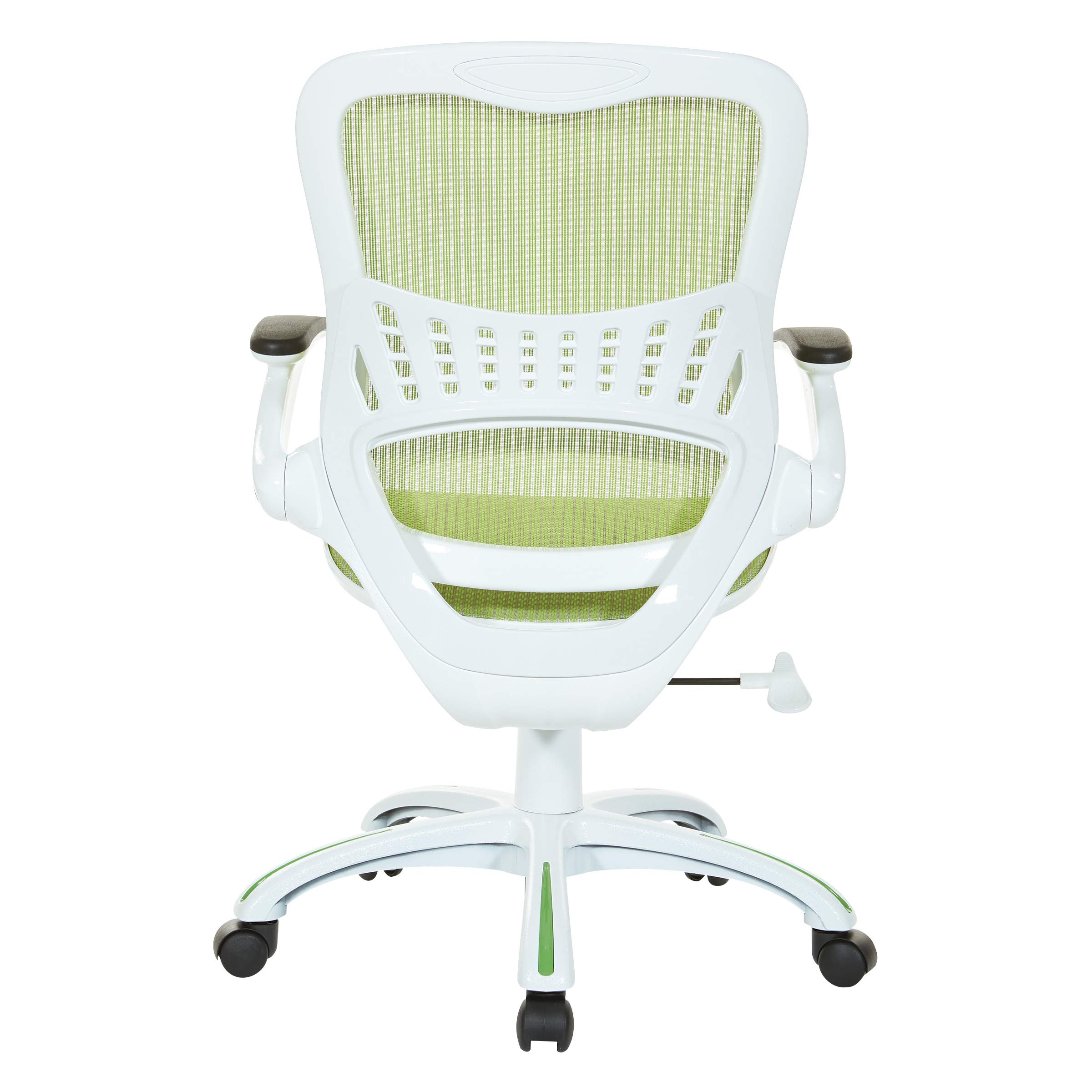 OSP Home Furnishings Riley Ergonomic Mesh Office Chair - Breathable Back & Seat, White Base with Green - Perfect for Home Office, Executive Desk & Workspace Comfort