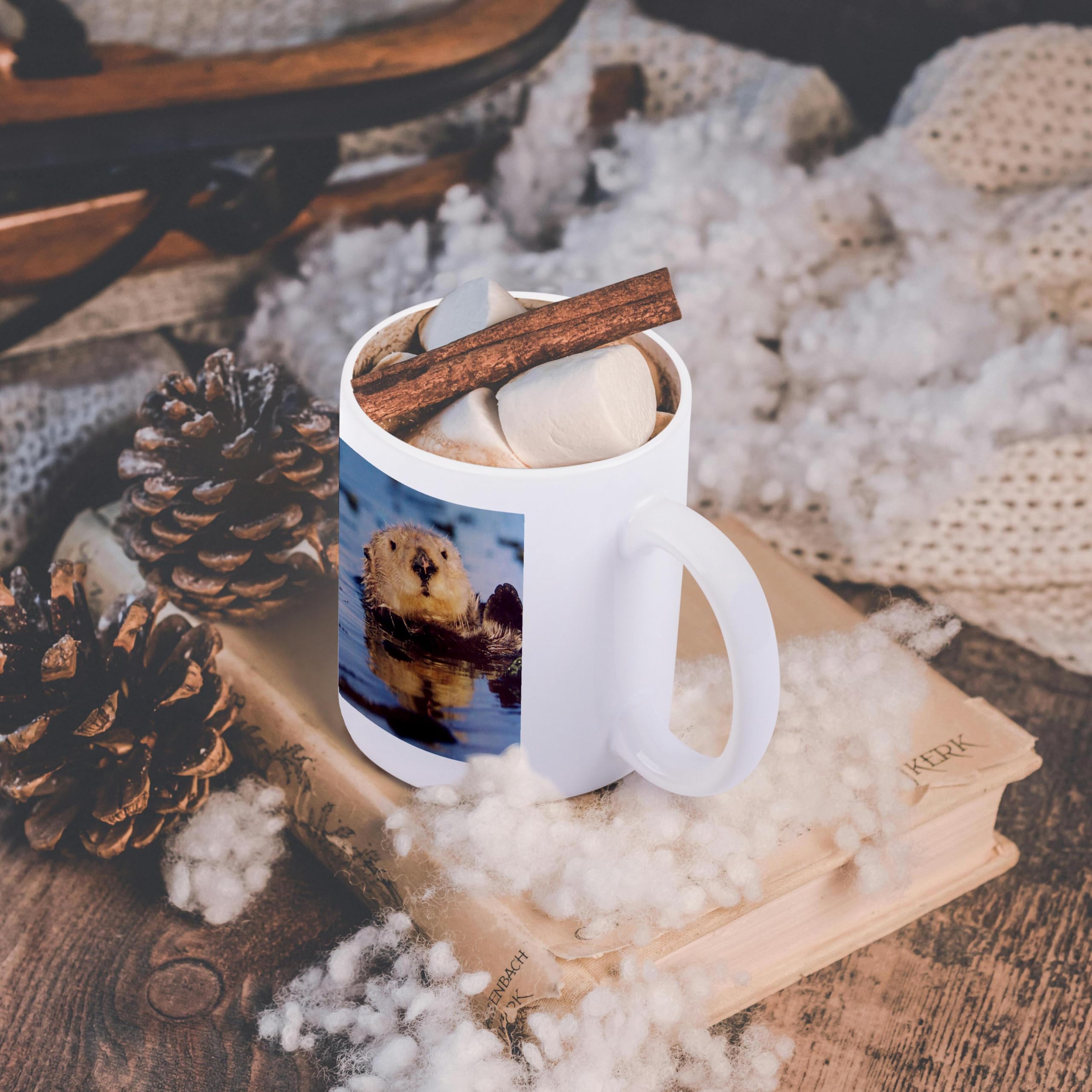 3dRose Ollie Otter Ceramic Coffee Mug - 15 oz Insulated Cup for Hot & Cold Drinks - Perfect for Home, Office or Gift Giving
