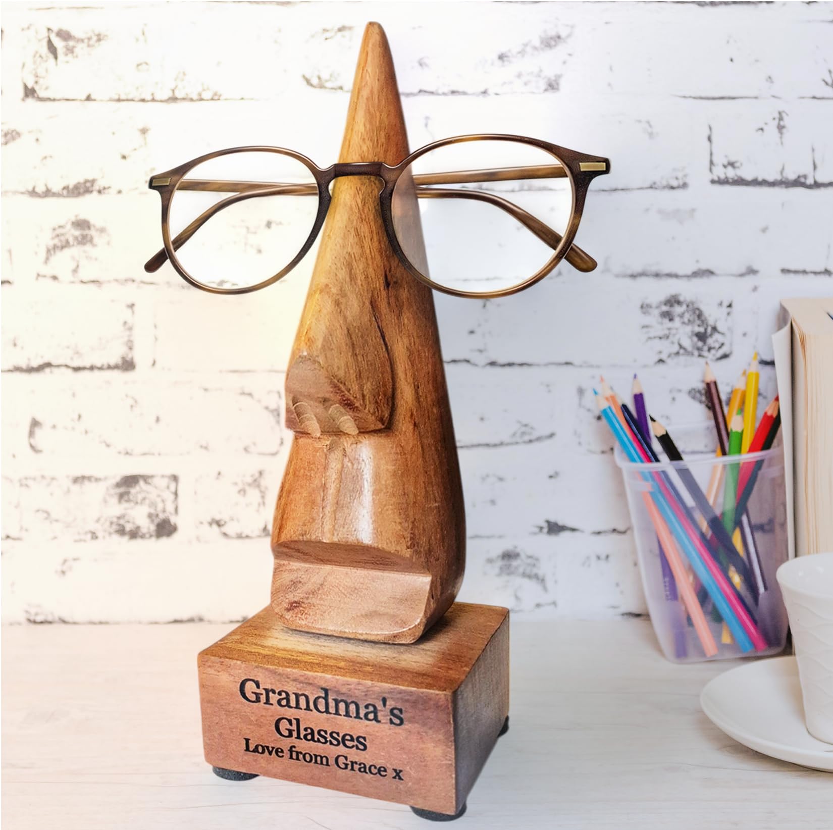 Personalized Wooden Glasses Stand Holder - Unique Gift for Women & Men - Perfect for Home & Office Use
