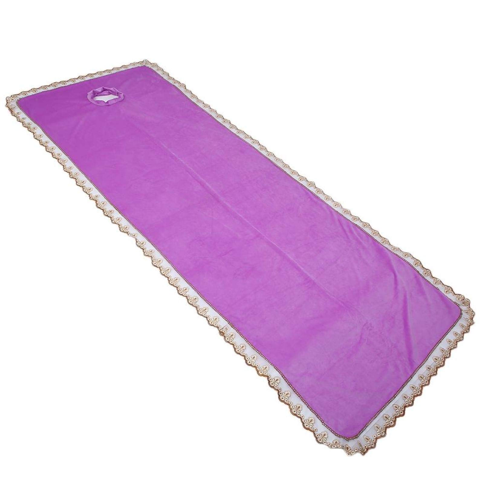 Premium Spa Massage Table Sheet with Head Cover - Soft, Durable & Hygienic Massage Bed Coverlet for Professional & Home Use - Protects Sofa & Massage Couch (Violet) - Ideal for Massage Therapy, Facial Treatments & Relaxation Sessions
