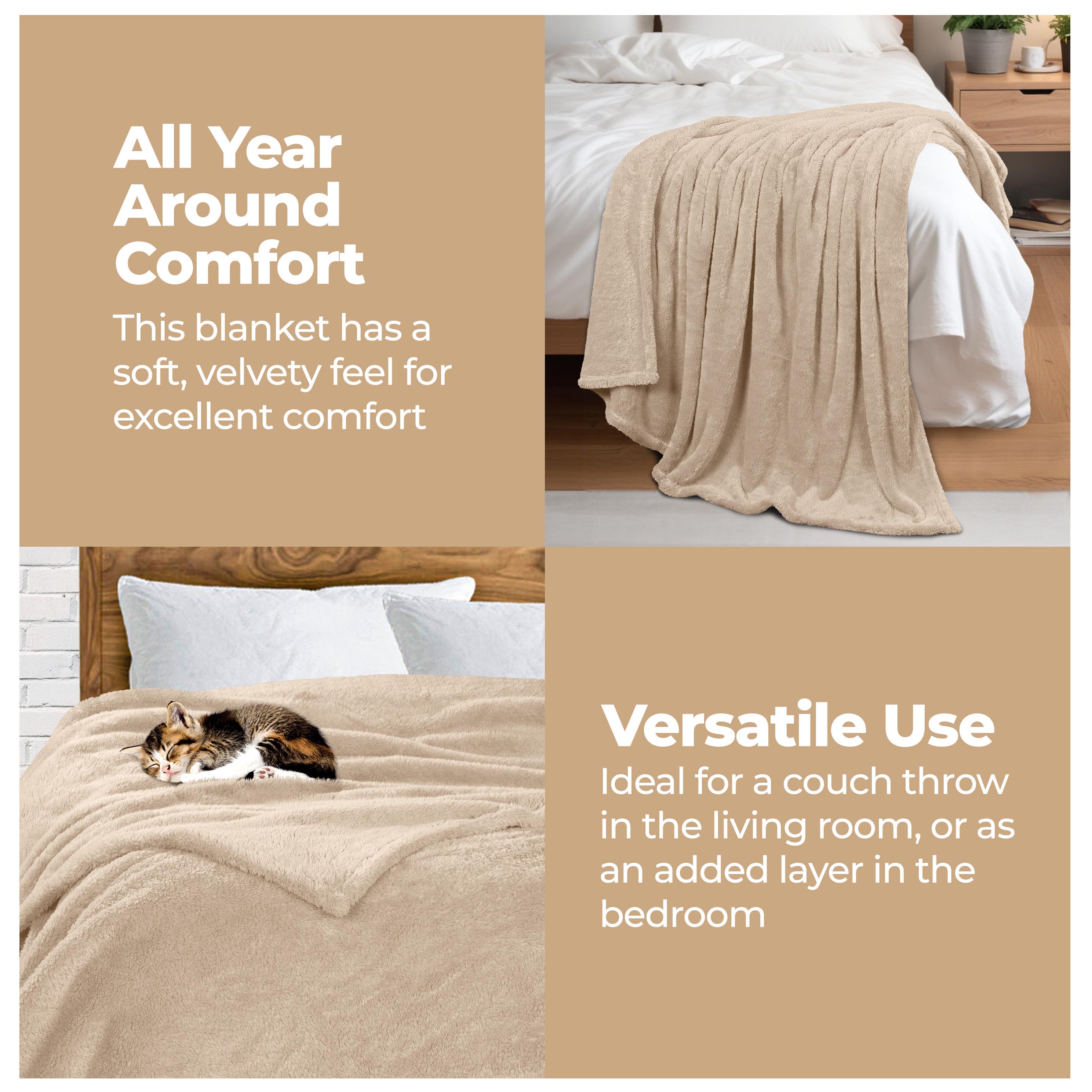 Classic Solid Fleece Plush Medium Weight Fluffy Soft Blanket - Cozy & Warm for Bed, Sofa, Travel & Gifts | Ultra-Soft Throw Blanket for All Seasons