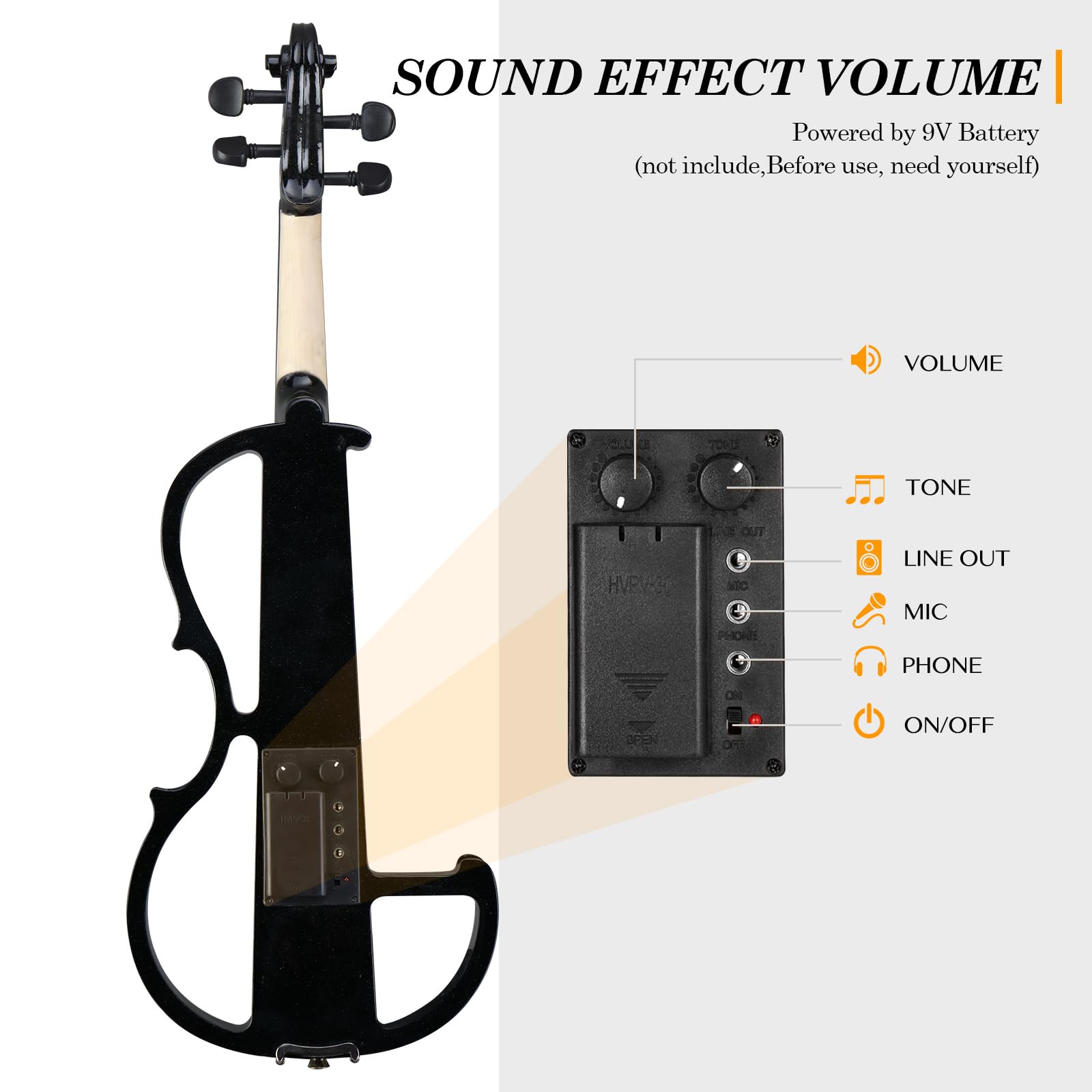 Professional 4/4 Full Size Electric Violin Kit for Adults & Beginners - Complete Set with Case, Bow, Rosin & Headphones - Perfect for Practice, Performances & Studio Recording (Black)