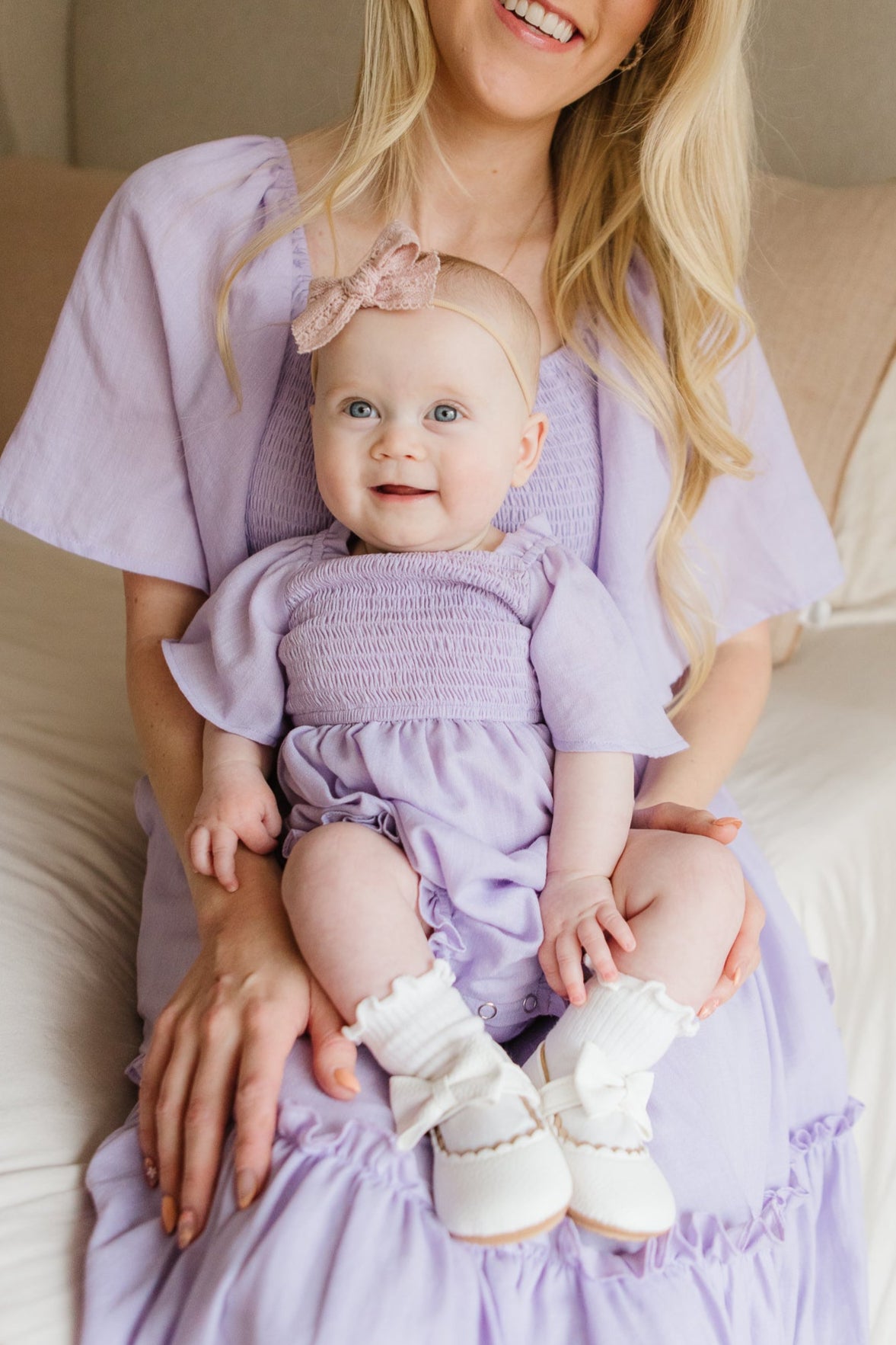 Baby Lennon Romper in Lavender - Soft Cotton Infant Jumpsuit for Newborns & Toddlers - Perfect for Playtime, Photo Shoots & Special Occasions