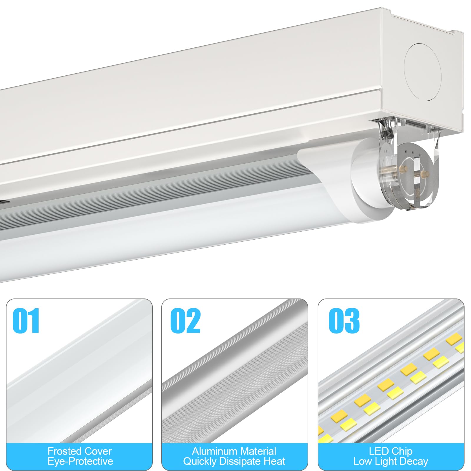 T8 T12 LED Bulbs 4 Foot - 6CCT Adjustable (3000K-6500K) - 10W-24W Hybrid Type A+B - Plug & Play/Ballast Bypass - ETL DLC Certified - 6 Pack White - Energy Saving Fluorescent Tube Replacement for Garage, Warehouse & Office Lighting