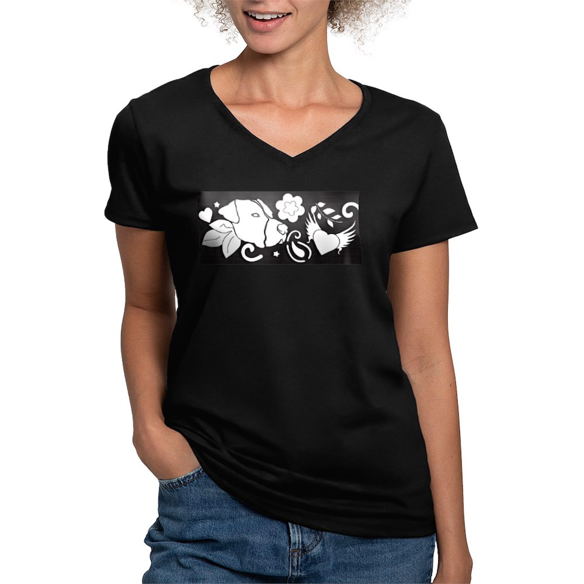 Stylish Women's Cotton V-Neck T-Shirt with Tattoo Strip Design | Comfortable Casual Wear for Everyday Outfits & Street Fashion