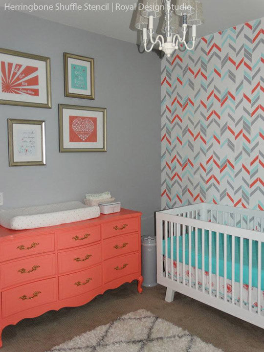 Herringbone Pattern Wall Stencil - DIY Home Decor for Creative Wall Painting & Accent Walls - Perfect for Living Rooms, Bedrooms & Nursery