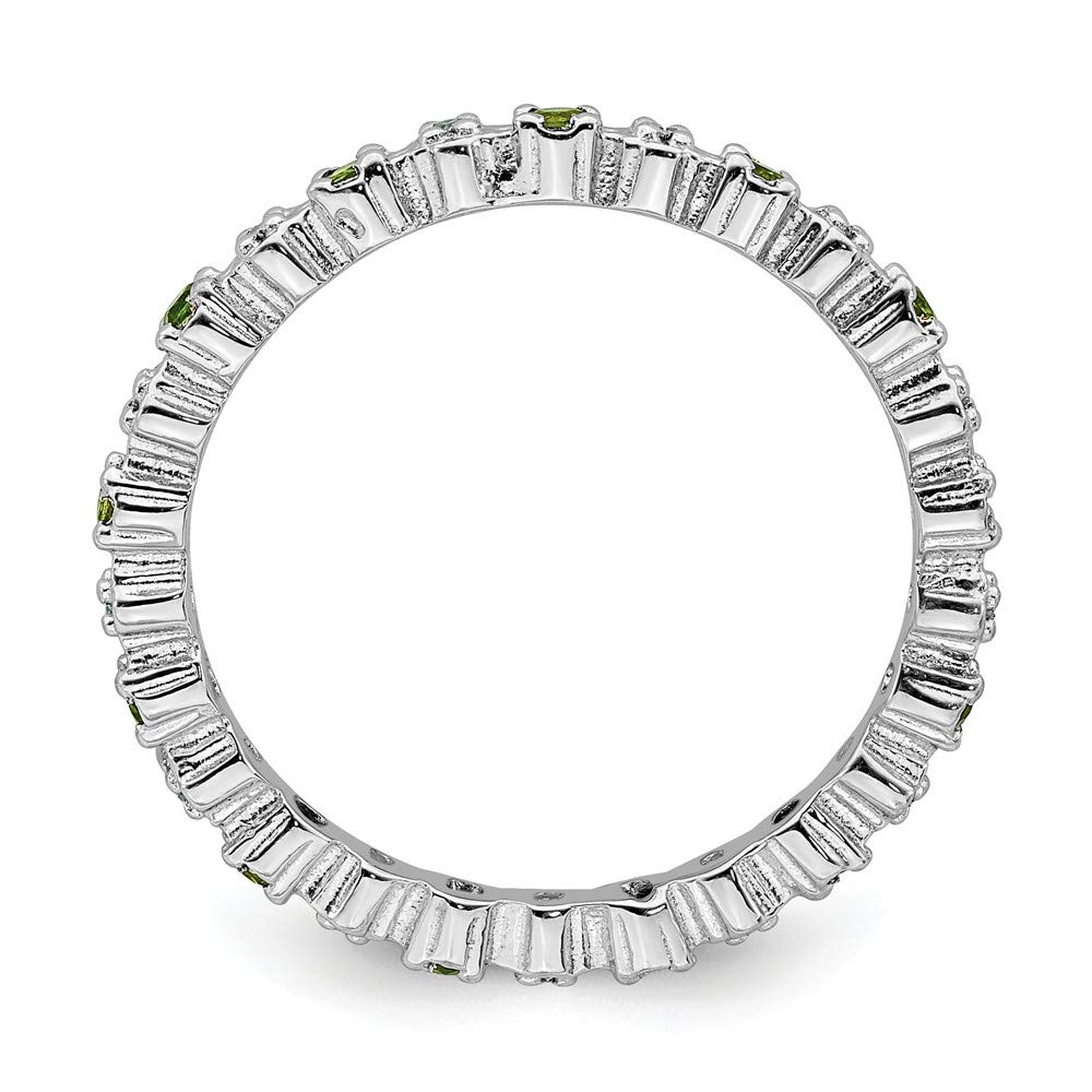 925 Sterling Silver Stackable Peridot Green August Birthstone Ring with Diamonds (0.04 cttw) - Perfect for Everyday Wear, Anniversary Gifts & Stackable Jewelry Collection