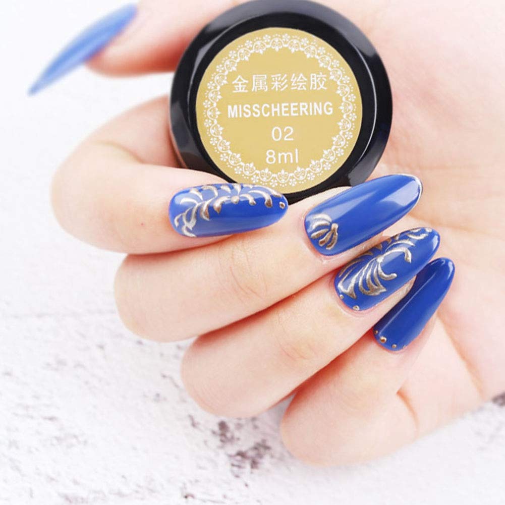Metallic Nail Gel Polish - Golden & Silver 3D Nail Art Varnish for DIY Manicure | Long-Lasting Glossy Finish | Perfect for Parties, Weddings, and Special Occasions