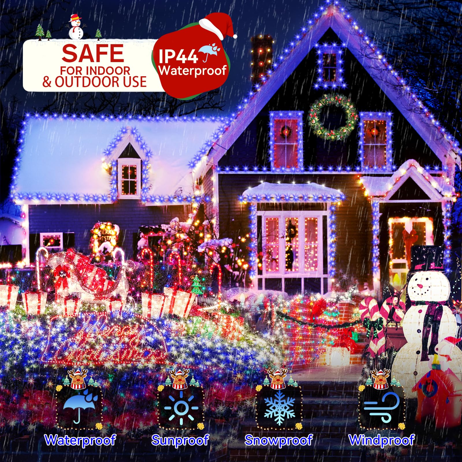 Heceltt 115FT 350LED Christmas Lights Outdoor Waterproof - 8 Lighting Modes with Timer Memory Function - Plug in Holiday String Lights for Xmas Tree, Wedding, Party, Garden, and Home Decoration