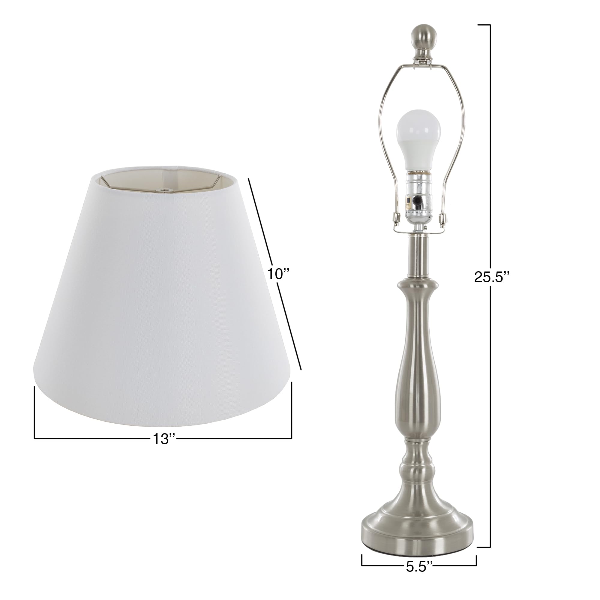 3-Piece Home Lighting Set - 2 Table Lamps & 1 Floor Lamp in Silver for Living Room, Bedroom & Office Decor | Modern Lighting Fixtures by Lavish Home | Perfect for Ambient & Task Lighting