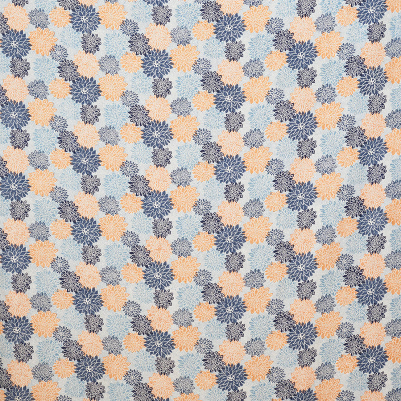 Premium Dahlia Block Printed Cotton Fabric - Indigo & Peach - Perfect for Boho Dresses, Home Decor & DIY Crafts