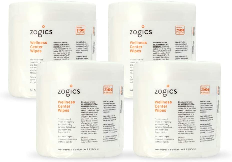 Zogics No-Touch Wall Mounted Wellness Wipes Dispenser with Cleaning Wipes - Easy Installation for Quick Access to Sanitizing Wipes | Perfect for Gyms, Spas, and Wellness Centers