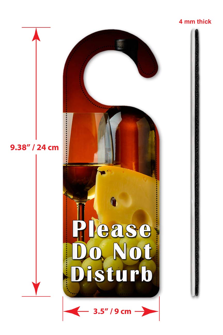 Do Not Disturb Door Hanger Sign - Elegant White Wine Art Plate with Red Background - Perfect for Hotels, Bedrooms & Privacy