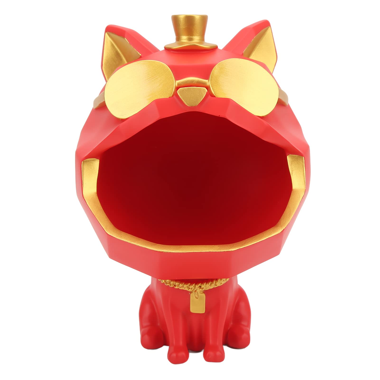 Zerodis Resin Red Cartoon Dog Key Holder Bowl - Cute Animal Design Key Storage Box for Home & Office Desk Organization - Perfect for Keys, Jewelry, and Small Trinkets