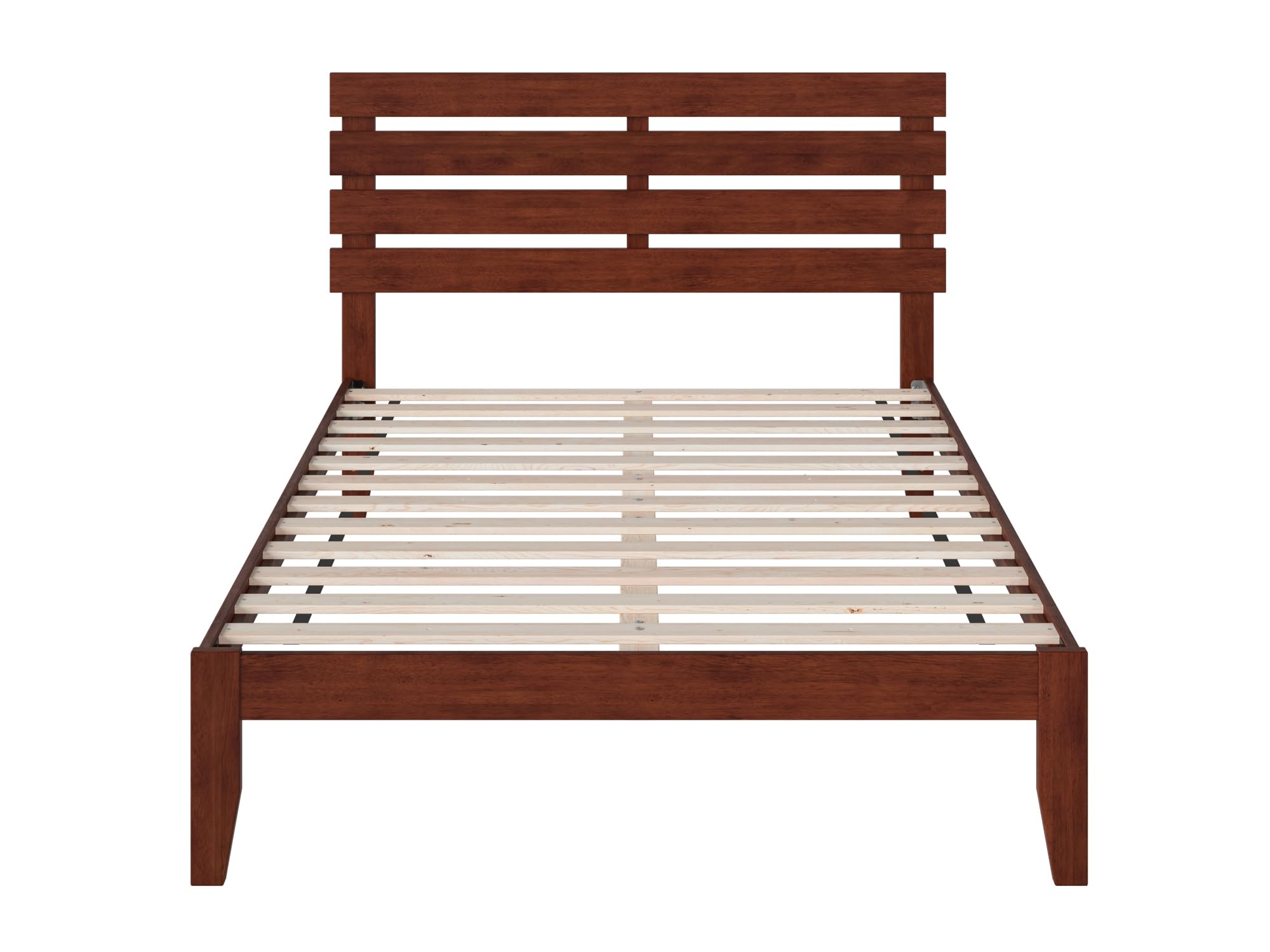 AFI Oxford Full Size Platform Bed with USB Charging Station - Solid Walnut Wood Frame - Modern Bedroom Furniture for Small Spaces & Apartments