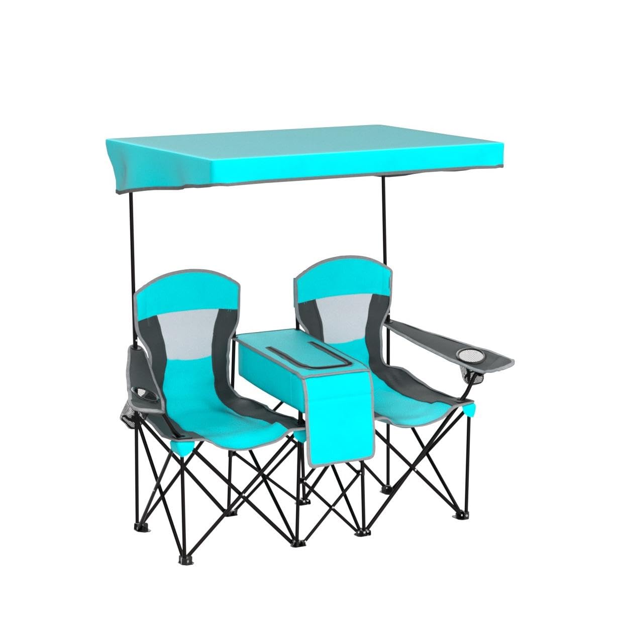 **SAFSTAR Double Camping Chair with Canopy Shade - Portable Folding Loveseat with Mini Table, Cup Holder & Carrying Bag - Outdoor Beach, Lawn, Picnic & Camping Chairs (Turquoise) - Perfect for Couples, Backyard Relaxing & Beach Vacations**