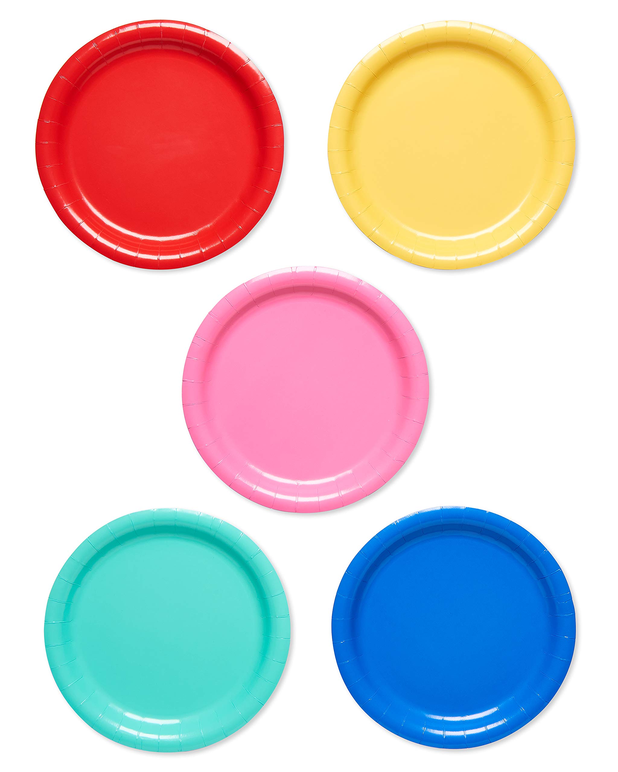 Colorful American Greetings Paper Dinner Plates & Rainbow Party Napkins Set - 50 Count Each for Birthday, BBQ, Picnic & Holiday Celebrations