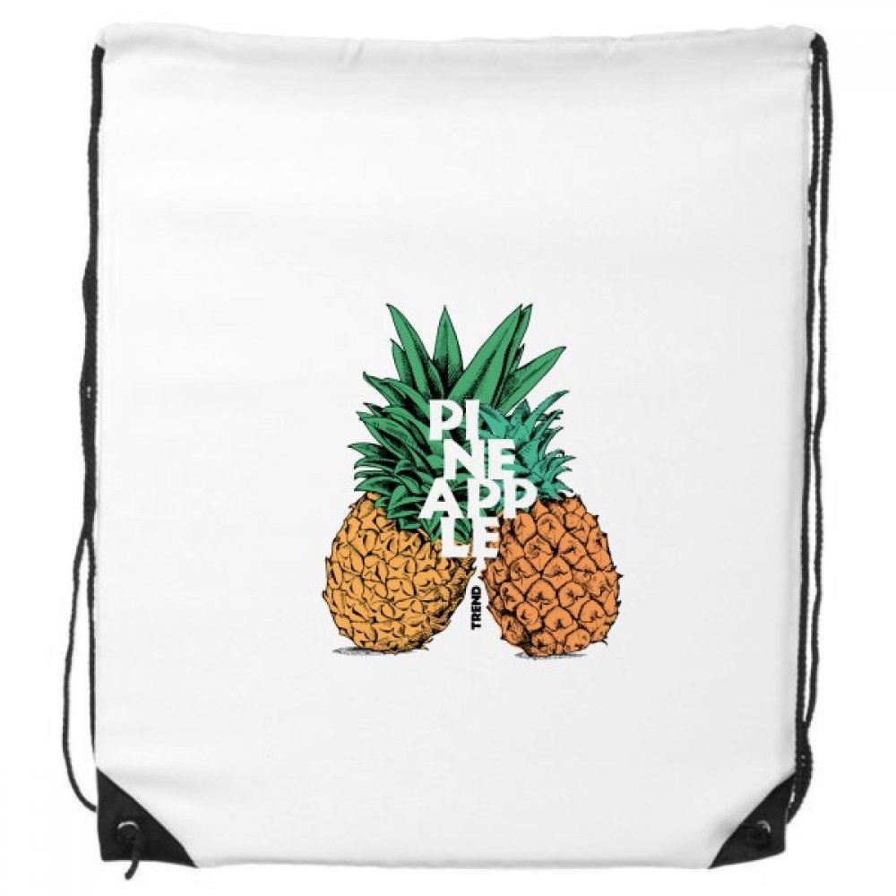 DIYthinker Trendy Pineapple Couple Fruit Tropical Drawstring Backpack - Lightweight Sports Shopping Gift for Beach, Vacation & Summer Outings