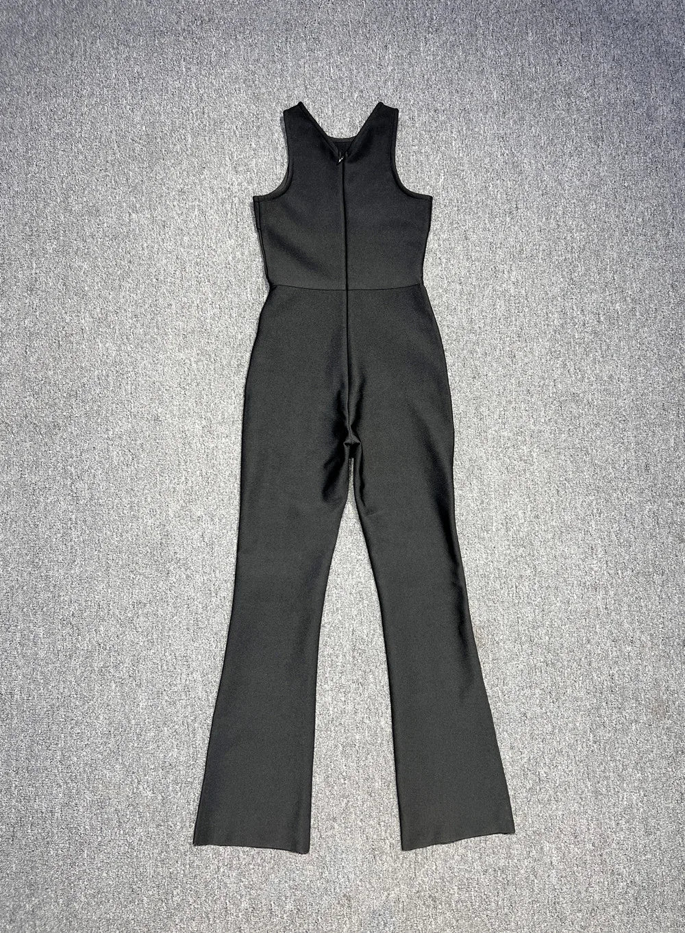 Sexy Black Sleeveless Rivet Bodycon Bandage Jumpsuit for Women - Nightclub Party, Homecoming, Evening Outfits & Special Occasions