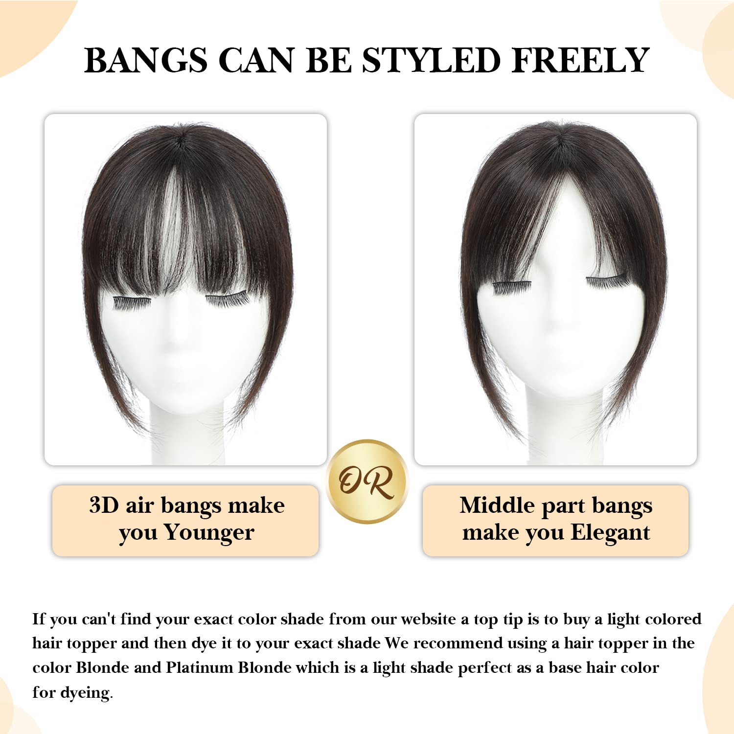Premium Remy Human Hair Toppers for Women with Bangs - Natural Hair Extensions & Thinning Hair Solutions - Perfect for Daily Wear, Special Occasions & Hair Loss Confidence Boost