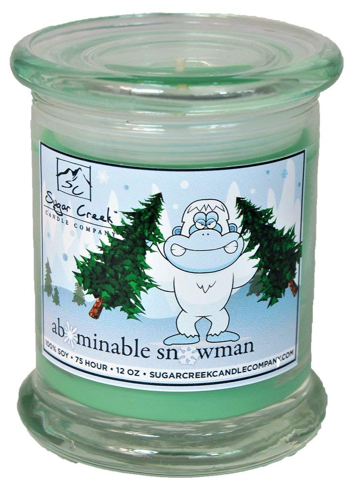 Abominable Snowman Scented Soy Candle - 100% Natural Non-Toxic Holiday Candle in 12oz Heavy Glass Jar | Christmas Gift, Winter Home Decor & Cozy Atmosphere Creation
