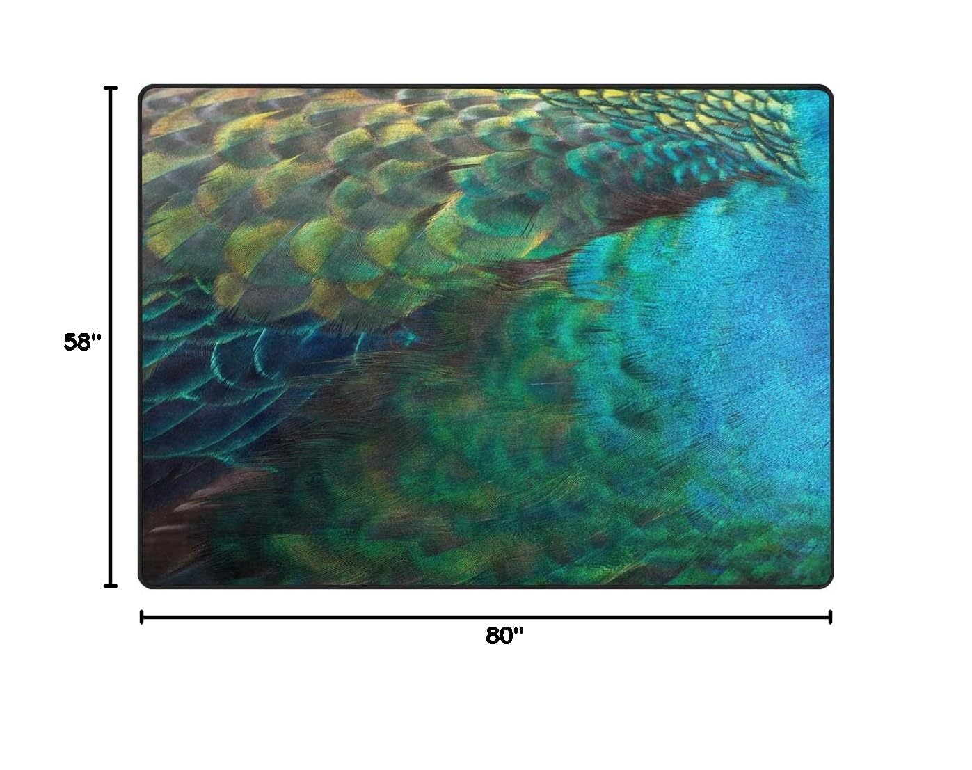 ALAZA 7' x 5' Abstract Peacock Feather Oil Painting Area Rug - Non-Slip Living Room Bedroom Rug for Home Decor, Boho Chic Style | Perfect for Bohemian Decor, Dorm Room, Office & Nursery