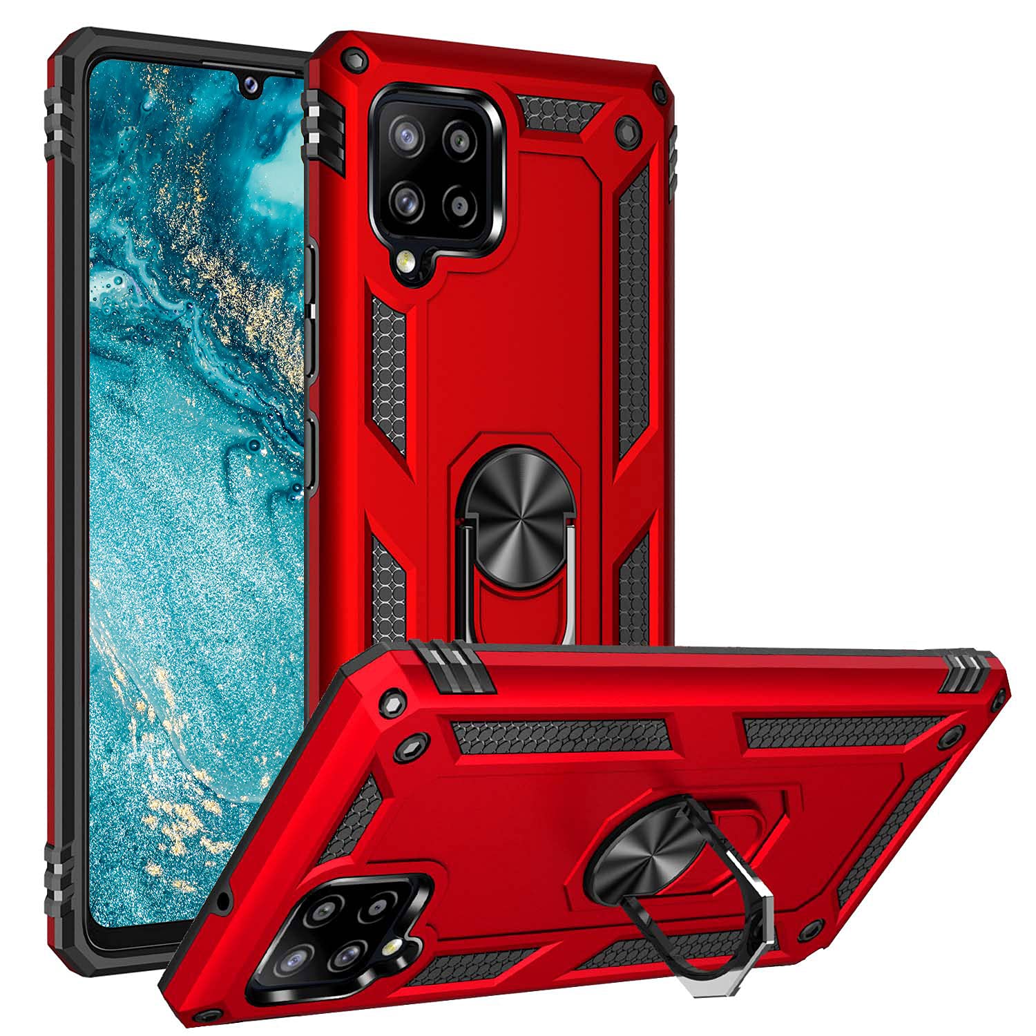 Samsung Galaxy A42 5G Case - Military-Grade Protection, Anti-Drop & Anti-Skid Design, 360° Rotating Bracket with Magnetic Car Mount, Perfect for Daily Use, Travel, and Commuting (Red)